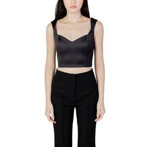 Silence Sweetheart Neck Sleeveless Satin Top Women Black Tops